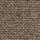 Woven fabric texture, warm gray-brown linen or jute, regular grid pattern with heathered tonal variations and brand text "bross > fabric."